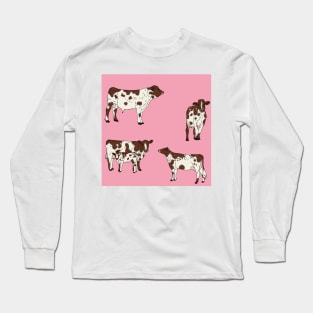 Ayrshire Cows Pattern Pink Long Sleeve T-Shirt